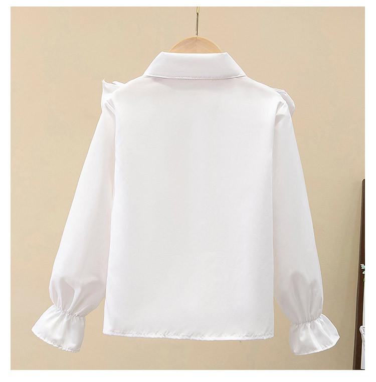 Girls' White Long Sleeve Shirt - Spring/Autumn 2025 Collection for Children