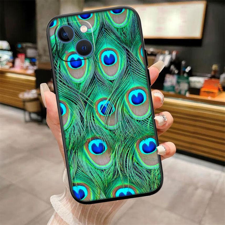 IK53 Pfauenfeder Muschel Handyhülle für Samsung Galaxy Note 10 20 S23 S24 S25 Ultra FE Plus Edge Lite A02S A35 A07 A17