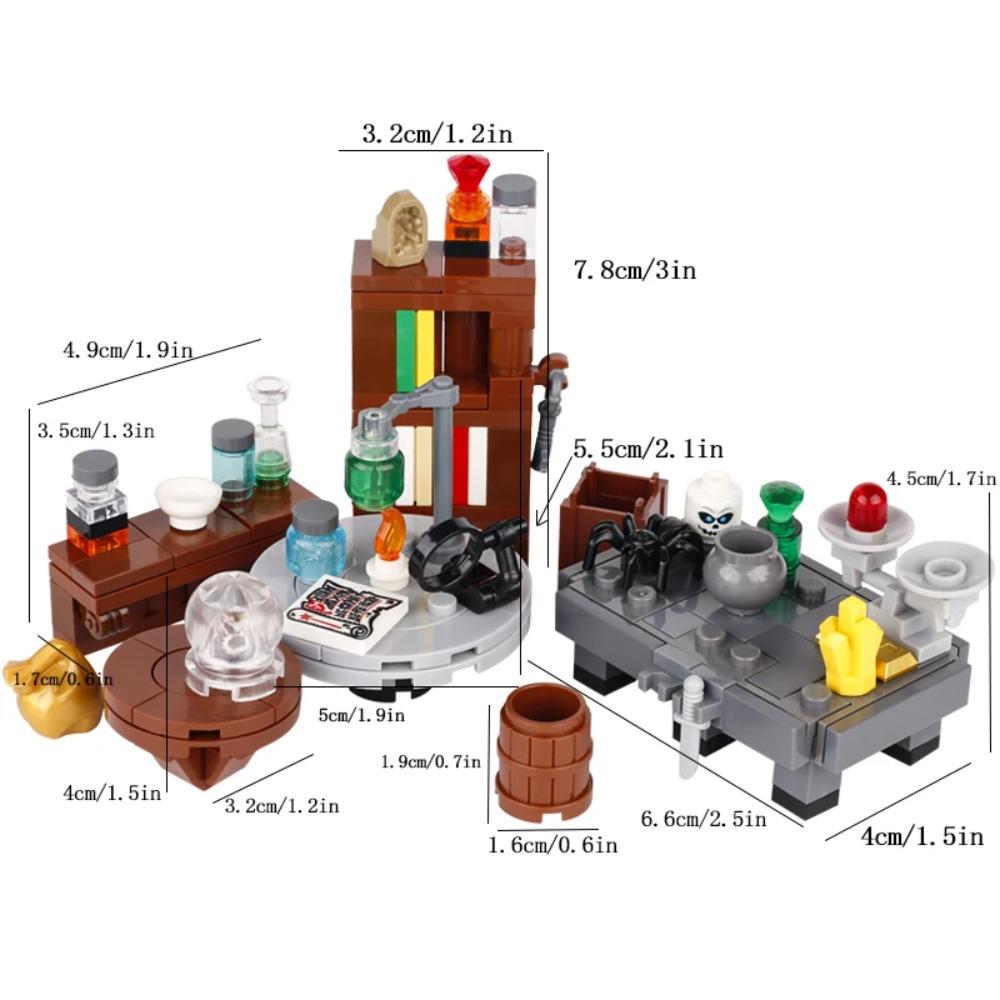 MOC Halloween Building Blocks Model Decorations Medieval Witches Vampires Thrones Kitchen Street Lamps Tombstones Toy Gift S025