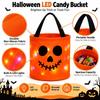 LED Halloween Wiaderko na Cukierki Duch Nadruk Halloweenowa Torba Tote Nowe Wiaderko Dynia Dzieci