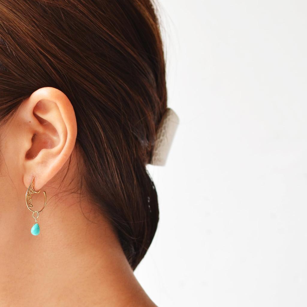 Soi K10 Natural Stone Charm, Earring Charm, Pendant Top, Interchangeable (Turquoise)