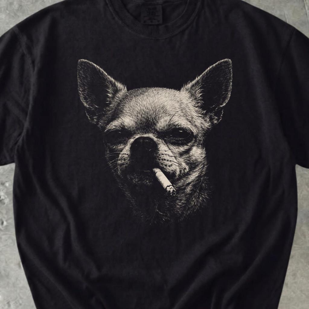 Smoking Chihuahua Shirt, Vintage Y2K Grunge Dog Graphic Tee, Funny Dog Face Shirt, Comfort Colors Edgy Meme T Shirt