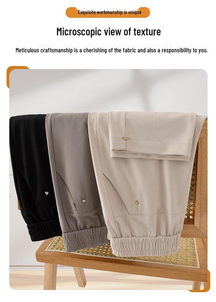 Summer Elastic Waist Loose Women's Pants: Breathable, Comfortable Straight Leg for Middle-Aged and Elderly