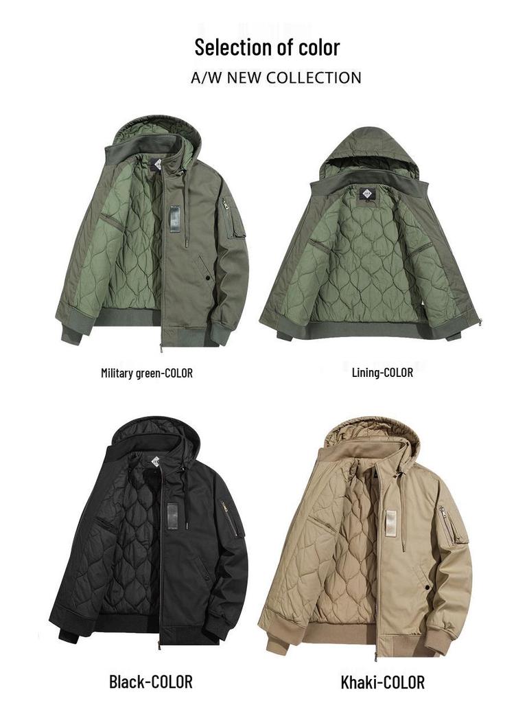 JEEP SPIRIT Quilted Cotton Workwear Jacket - Casual, Thick, Versatile for Autumn/Winter