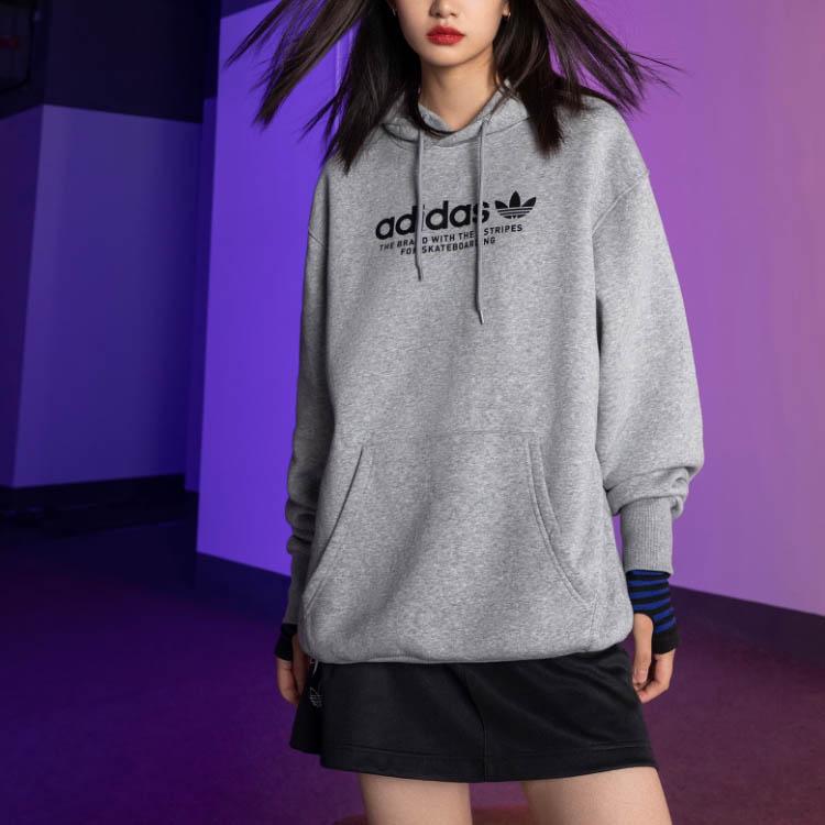 Adidas Trefoil Hoodie Unisex Tops Grey GM5179