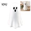 Home Decor Accent Ceramic Hollow Ghost Night Light, Cute Halloween LED Glow Festive Interior Lighting Lamp, White Ceramics Figurine for Holiday Party