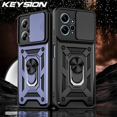 KEYSION Stoßfeste Hülle für Redmi Note 12 Pro + 5G 12S 12 4G Slide-Kamera-Objektiv-Schutz-Telefonabdeckung für Xiaomi POCO X5 F5 Pro