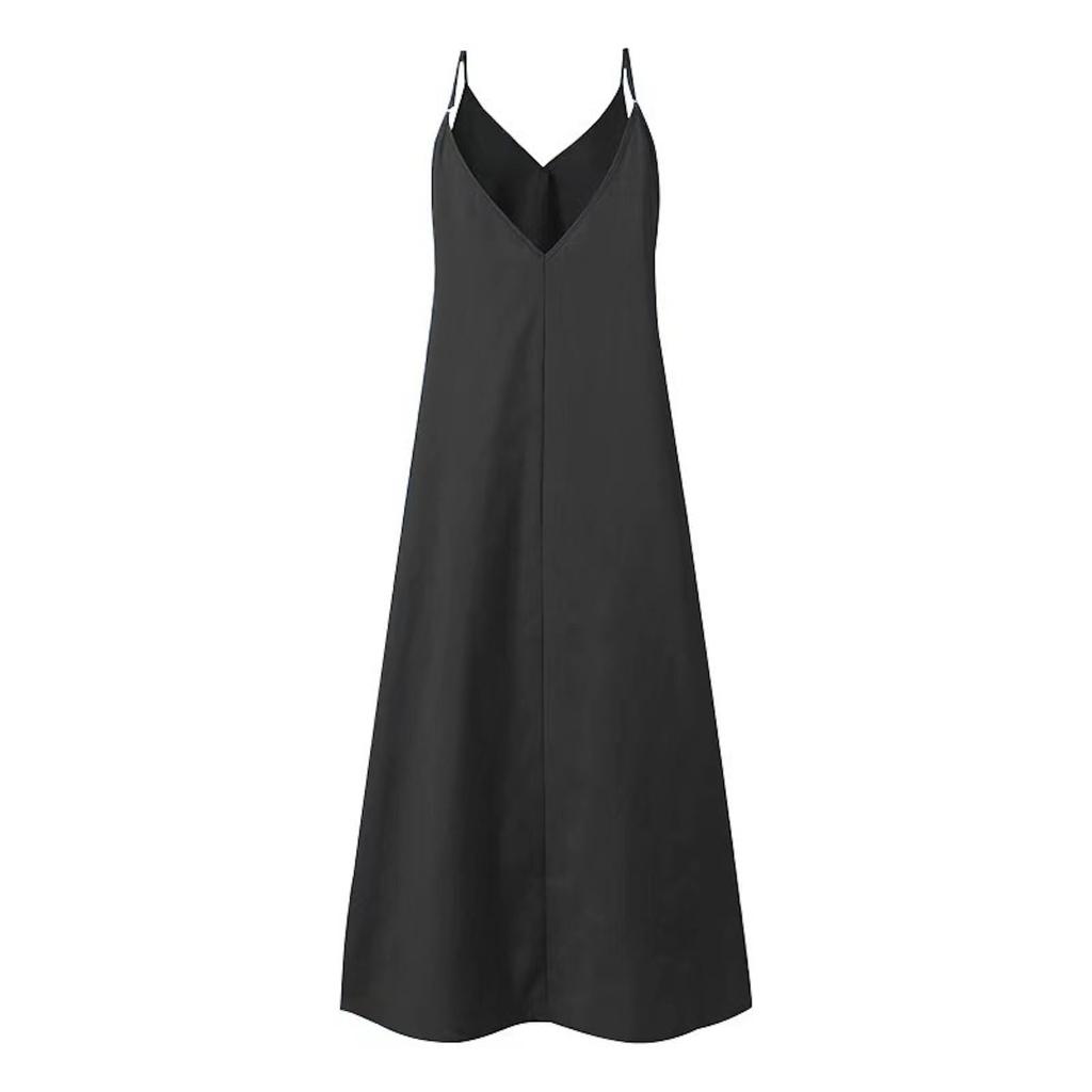 ReiLuana Camisole Long Solid Loose Fit Women's A-Line Dress, Length, Figure-Flattering, Maternity, Slimming, Spring, Summer, Fall, Popular, Cute,