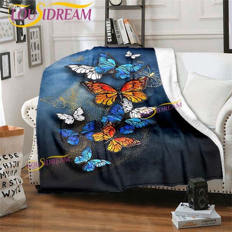 Cobertor de borboleta para sofá, colcha, viagem, saída de ar, cobertor de flanela
