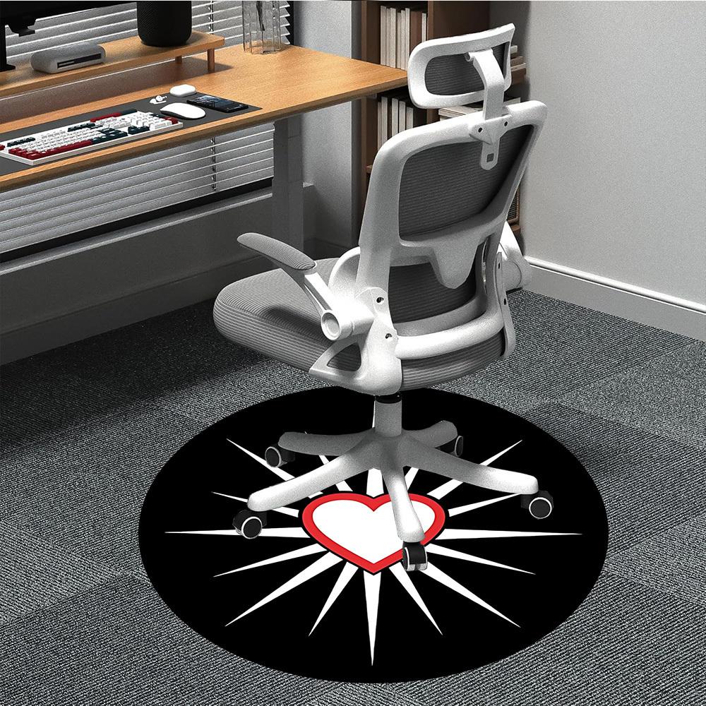 

1PC Heart Symbol Chair Carpet for Office, Indoor Non-Slip Washable Carpet, Soft Comfortable Mat For Office Room yy250930303 80cm by 80cm