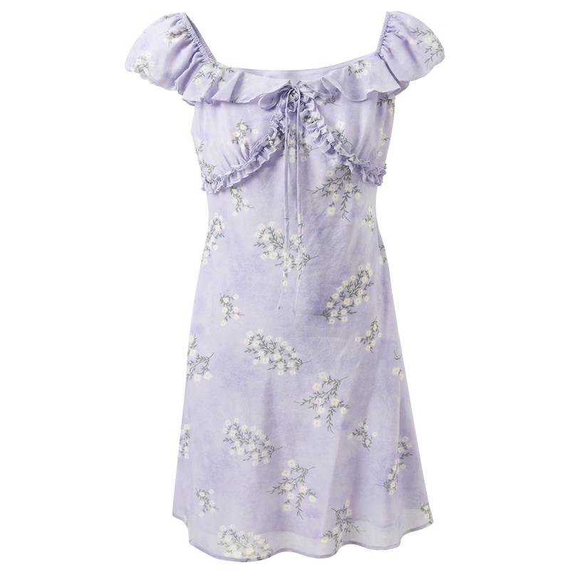 Ruffle Print A-Line Mini Dress S