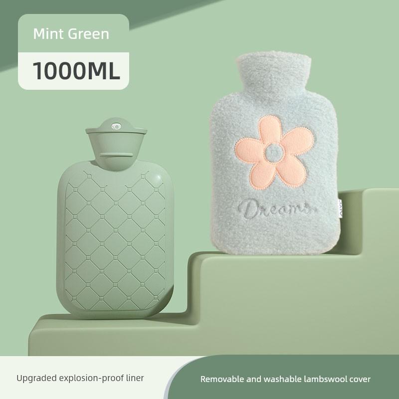 Hot Water Bottle, Thickened Explosion-Proof Hand Warmer, Small Hand Warmer Bag, Women's Belly Warmer, Plush Hot Compress Water Bag