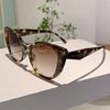 Stylish Blue Leopard Sunglasses Trendy Cat Eye Design Decoration Sun Glasses Travelling Hiking Gradient Women's Shades