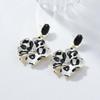 2024 Trendy Leopard Print Flower Pendant Earrings for Women