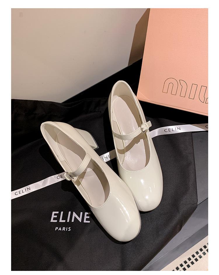 

Cowhide version~ 2025 spring and autumn new light mouth with commuting thin thick heel single shoes women s high heel leather Mary 40