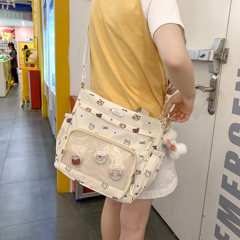 Прозрачная большая вместительная сумка-тоут женская сумка через плечо с мультяшным — фото 3