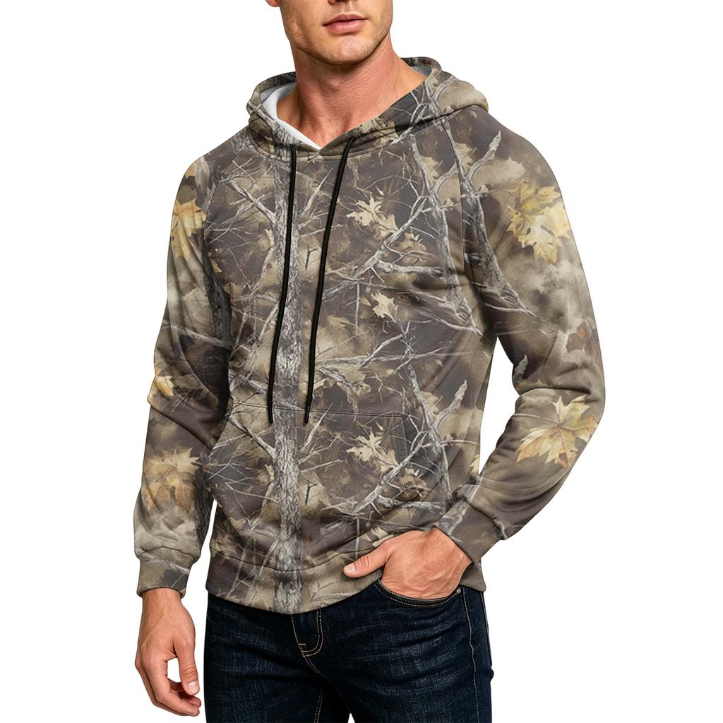 Men's Printed Loose Fit Casual Hoodie with Pocket and Drawstring