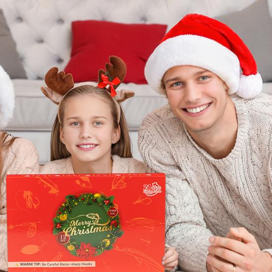 24Pcs/Set Fishing Advent Calendar Christmas Countdown 24 Days Set 360 Degree Rotating Fish Lure Outdoor Fishing Gear