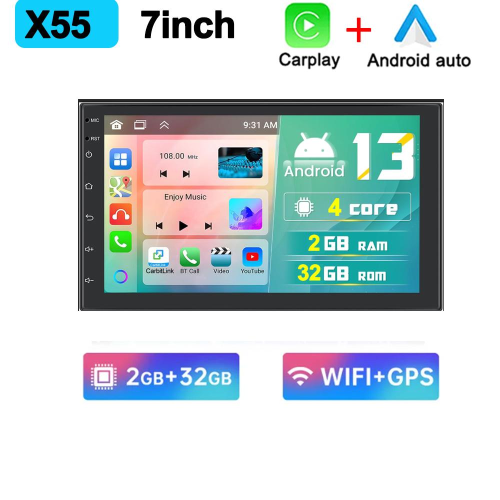7 9 10 Inch Smart Screen GPS 2 Din Radio Stereo Receiver Player Android13 2G+32G Radio Multimedia Player CarPlay Android Auto