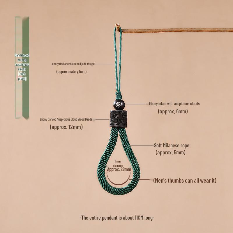 Handy-Lanyard: Handgewebter Sandelholzring, Retro-Schlüsselanhänger für Handys, USB-Sticks und Schlüssel.