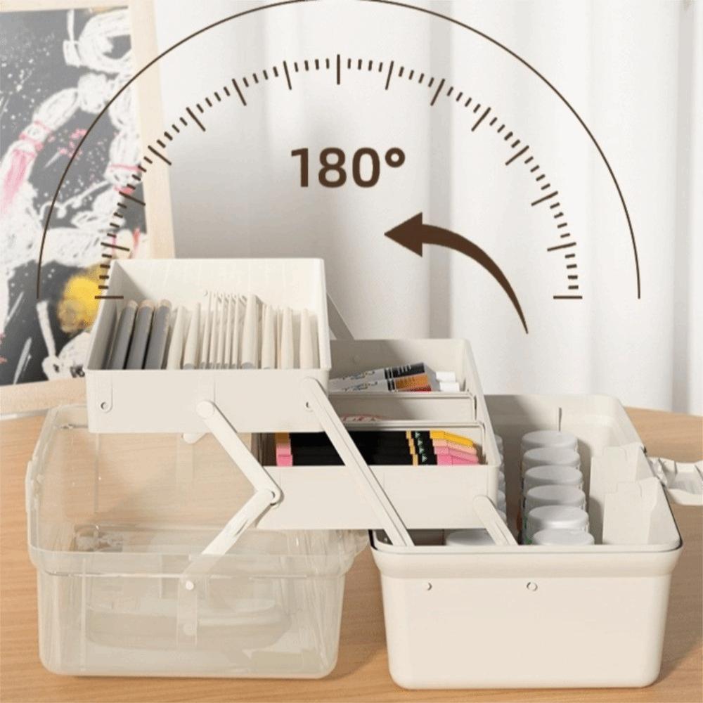 Portable 3 Layer Storage Box Clear Tackle Box Fishing Gear Art Craft Organizer  Bead Storage
