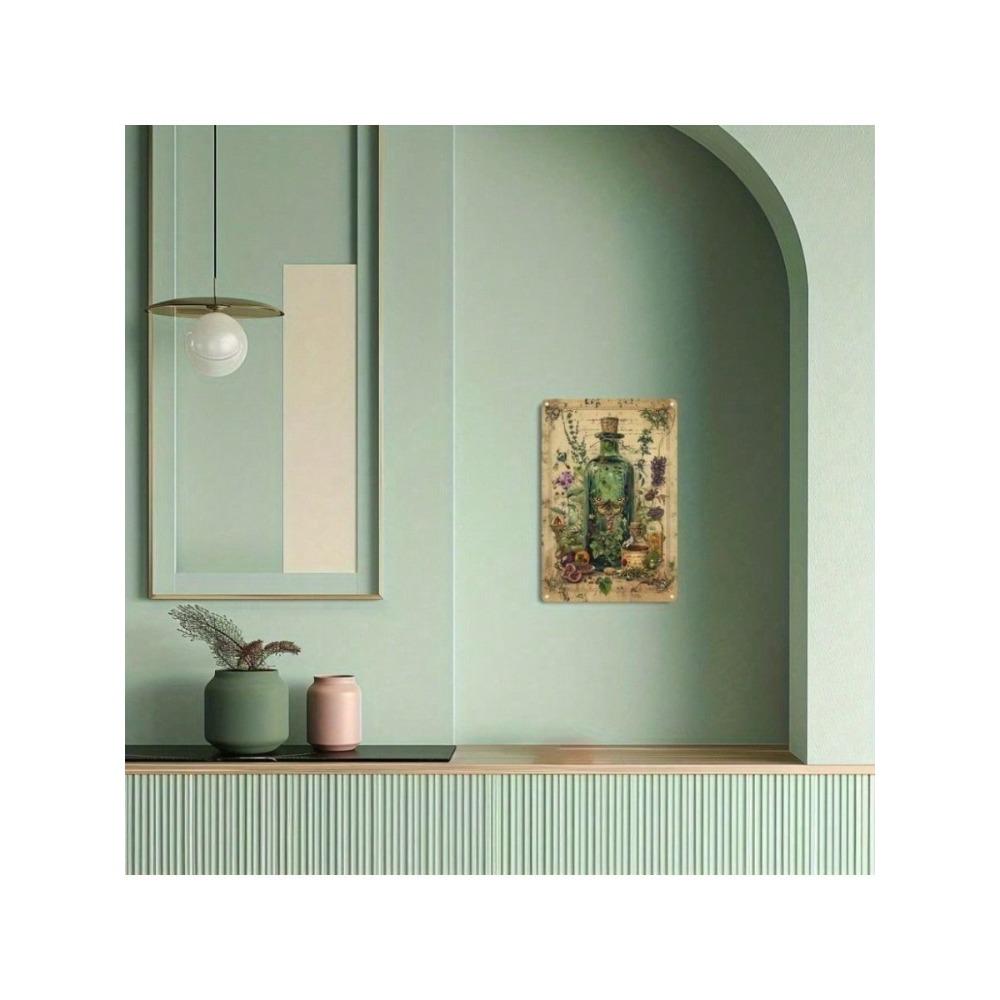 Vintage Botanical Herbs Butterfly Metal Wall Art Poster for Living Room Decor