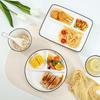 Portion Control Ceramic Plate: Round 3-Compartment, Square 5-Compartment for Diet & Kids' Meals
