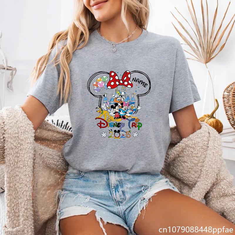 

2025 New Disneyland Mickey Friends Printed T-Shirt Women s Fashion Casual Comfortable T-Shirt Tops M