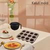 Canele Mold Cake Pan, 12-Cavity Non-Stick Cannele Muffin Bakeware Cupcake Pan for Oven Baking(Champagne Gold)