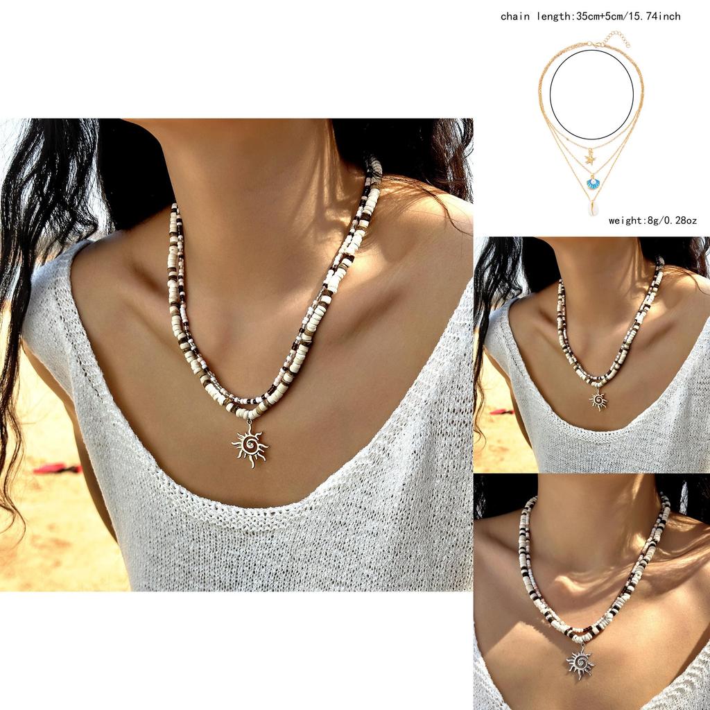 Beach Style Starfish Shell Pendant Necklace For Women With Geometric Alloy Charm