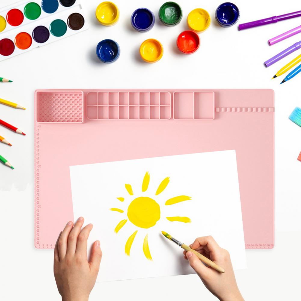 Universal Painting Mat Smooth Surface Convenient Silicone Child Painting Pad  Reusable Graffiti Pad School Supply