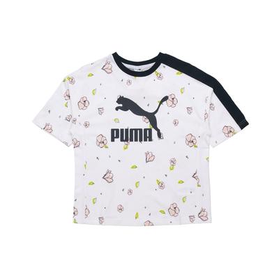 Casual All-Over Print Crew Neck T-Shirt Women Tops White 532043-02