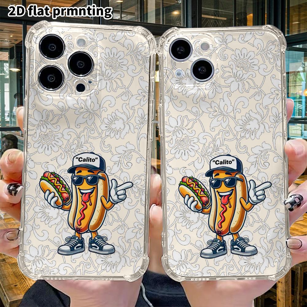 Phone Case: 2D Flat Suitable for iPhone 18 17 16 15 14 13 Pro, Transparent with Corner Protection, Hip Hop Food Style, Christmas and Halloween Gifts