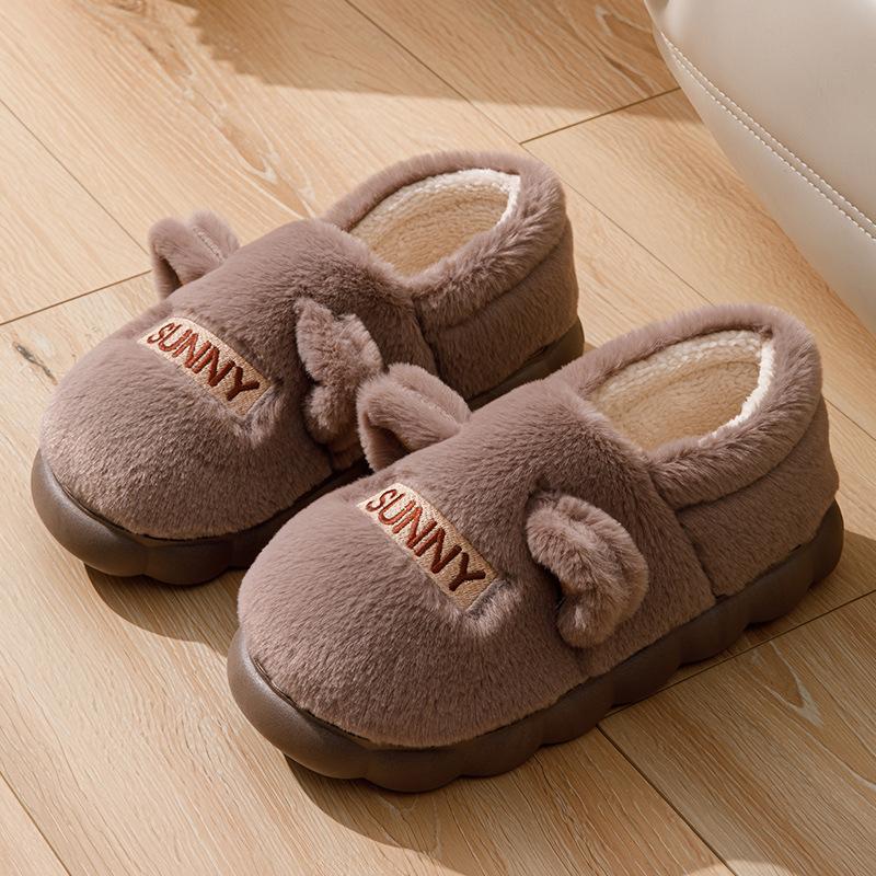 Borsa Cartone Animato Testa di Orso con Pantofole di Cotone da Donna In Autunno e Inverno, Da Interno con Scarpe Calde di Peluche per Indossare All'Aperto, Stivali da Neve di Peluche da Coppia
