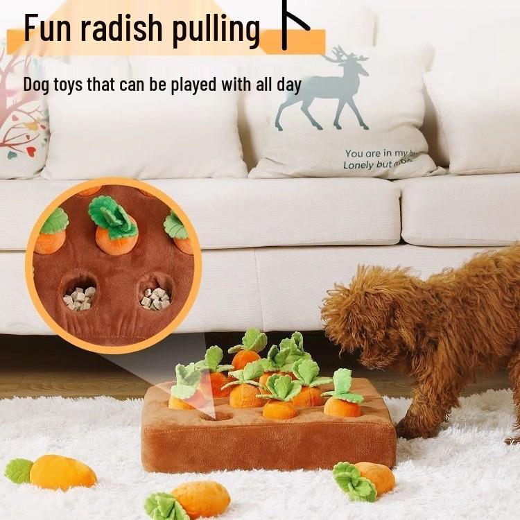 Radish Pulling Dog Toy: Bite-Resistant Teddy Bichon with Sniffing Mat for Pet Boredom Relief