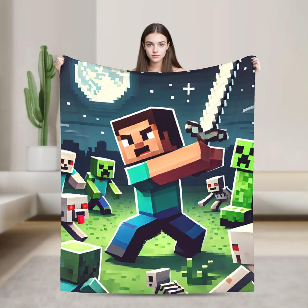 Pig Pixel Game Blanket Quality Warm Soft  Throw Blanket Winter Picnic Couch Chair Sofa Bed Novelty Bedspread