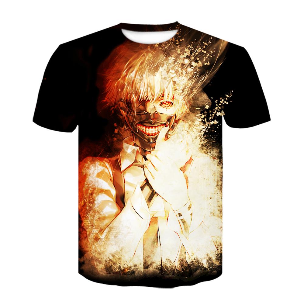 Strange Things Tokyo Ghoul Men 3D Graphic T Shirts Anime Ken Kaneki Print T Shirts Cartoon Loose Cotton Tshirts Hipster Tops