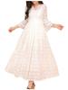 Mimi Lace Loose Long Lace Contrasting Maxi Relaxed Perfect for Hostess Women In Their Plus Size White M's Women's Dress, Spring, Fit, Dress, Cotton,