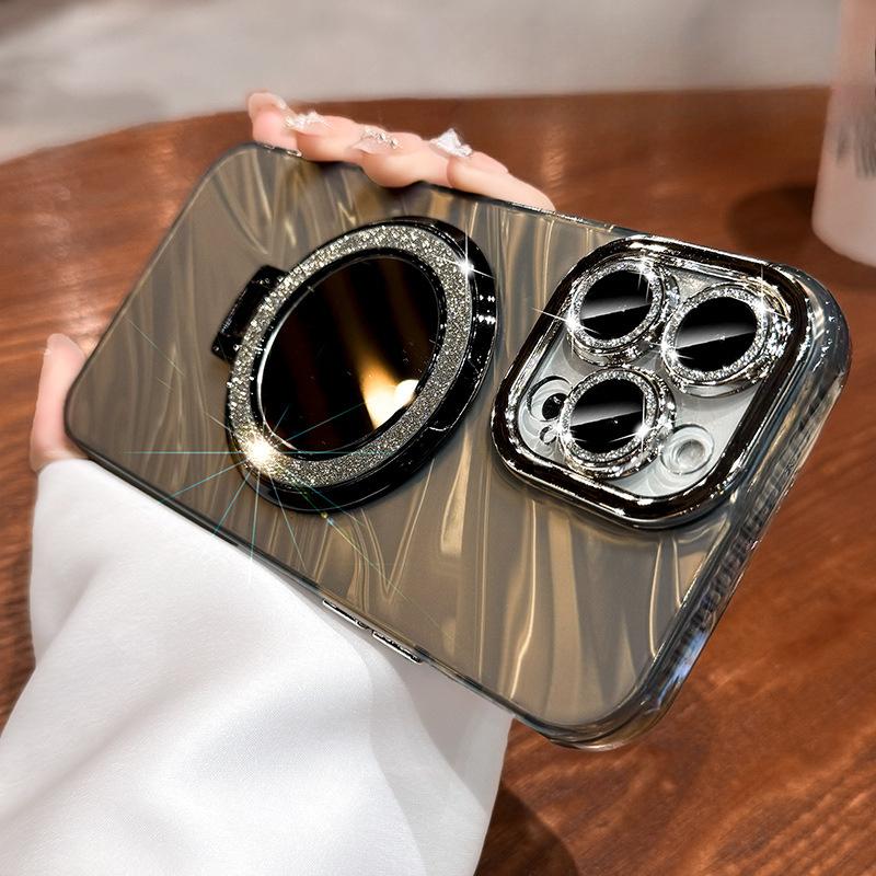 Anwendbar auf Apple 16 Handyhülle Magnetischer Spiegel Strass 13/14 Vollständig umschließend IPhone 15 Promax High-End-Feeling