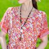 Plus Size Women's Long Dress Summer  Short Sleeve Vintage Print Dress for Women