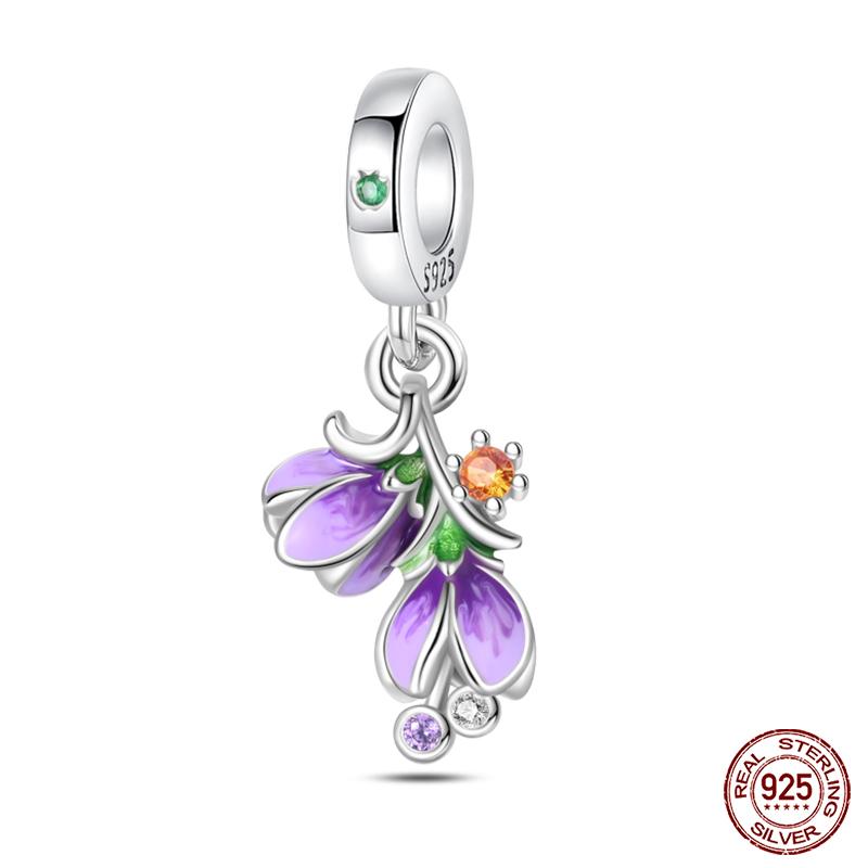 100% Copper Purple Color Series Chameleon Butterfly Balloon Charms Beads Fit Qikaola Original Bracelets Diy Jewelry