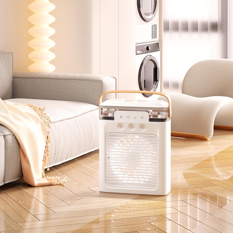 USB Rechargeable Desktop Humidifier Fan with Touch-Screen and Dual Mode Plug-in белый