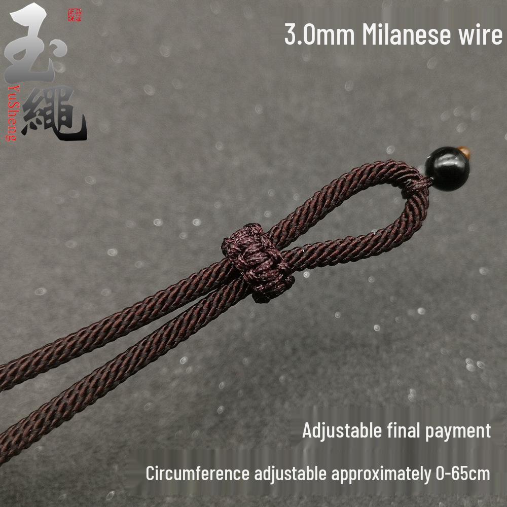 High-Grade Green Jade Braided Necklace Rope with Agate Crystal Pendant