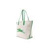 Longchamp Le Roseau Logo Print Cotton And Canvas Tote Bag Women Tote Bags Green 10090HSG129