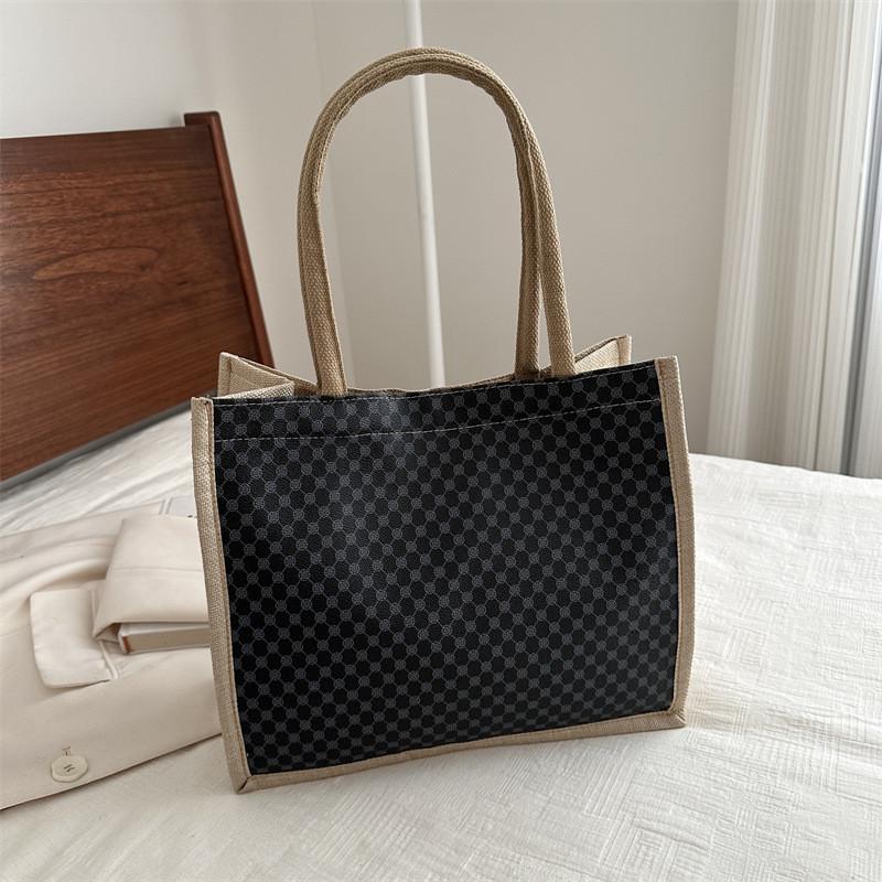 Ретро Клетчатая Очаровательная Уличная Мода 2024 Повседневная Весенняя Новая Большая Вместимость Трендовая Наплечная Сумка Через Плечо Rotundity Black