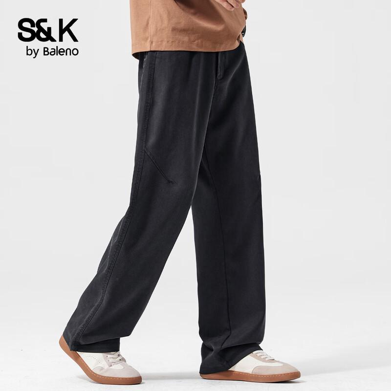 Baleno Men's S&K Series Tencel Blend Loose Straight Leg Casual Pants