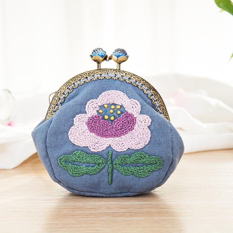 Handmade Suzhou Embroidery 3D Kiss Lock Purse DIY Kit - Ancient Korean Style Coin Bag