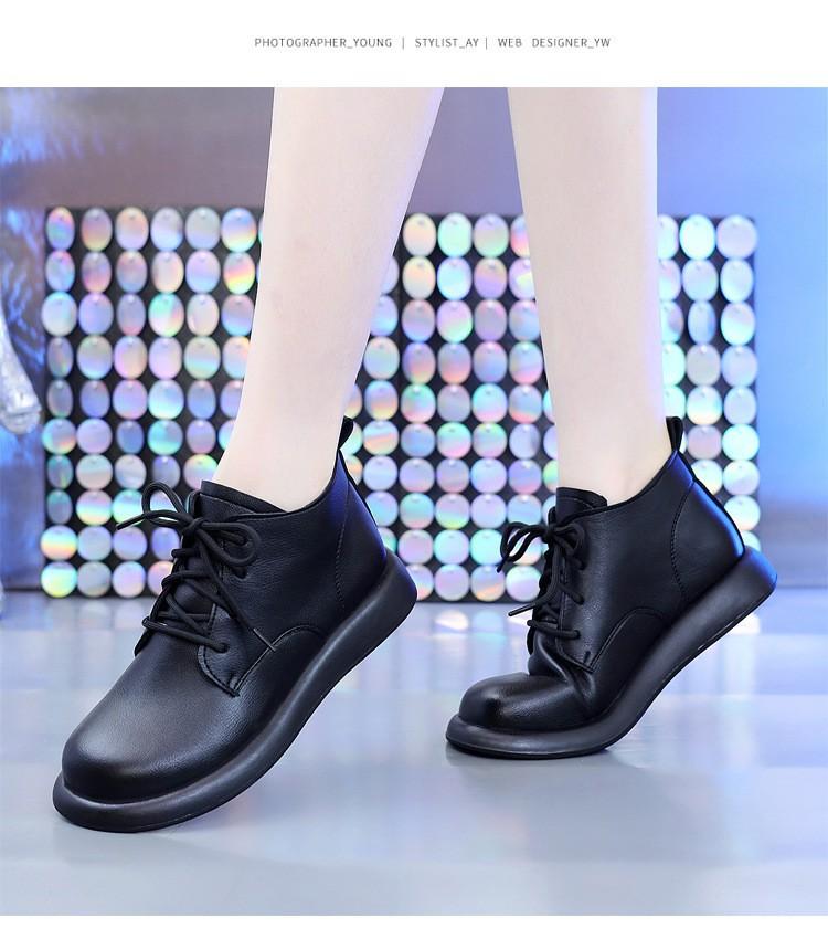 Leather Martin boots women's spring and autumn low-top soft-soled short boots flat-soled small leather shoes small size