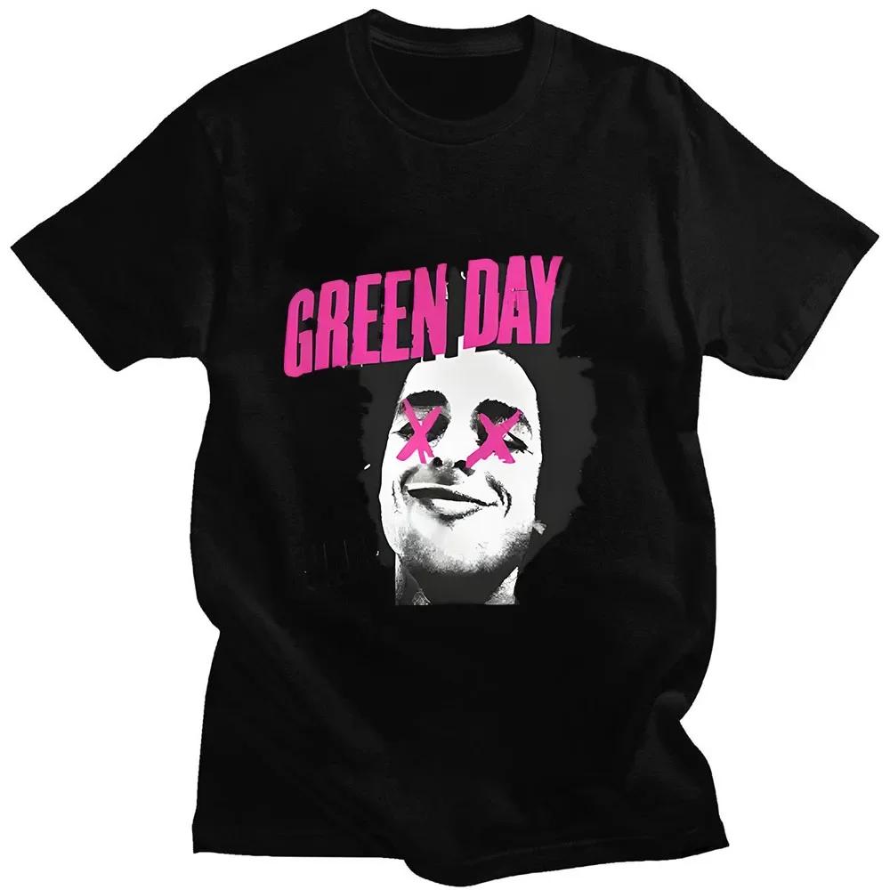 Hip Hop T-shirt with Green Day The Saviors Band Graphic on The Back Short Sleeve Crew Neck T-shirt Grunge Fashion T-shirt Soft