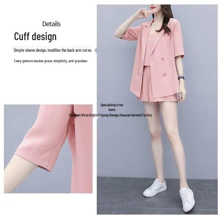 2024 Plus Size Summer Fashion 3-Piece Set: Stylish, Belly-Concealing Shorts Suit for Women